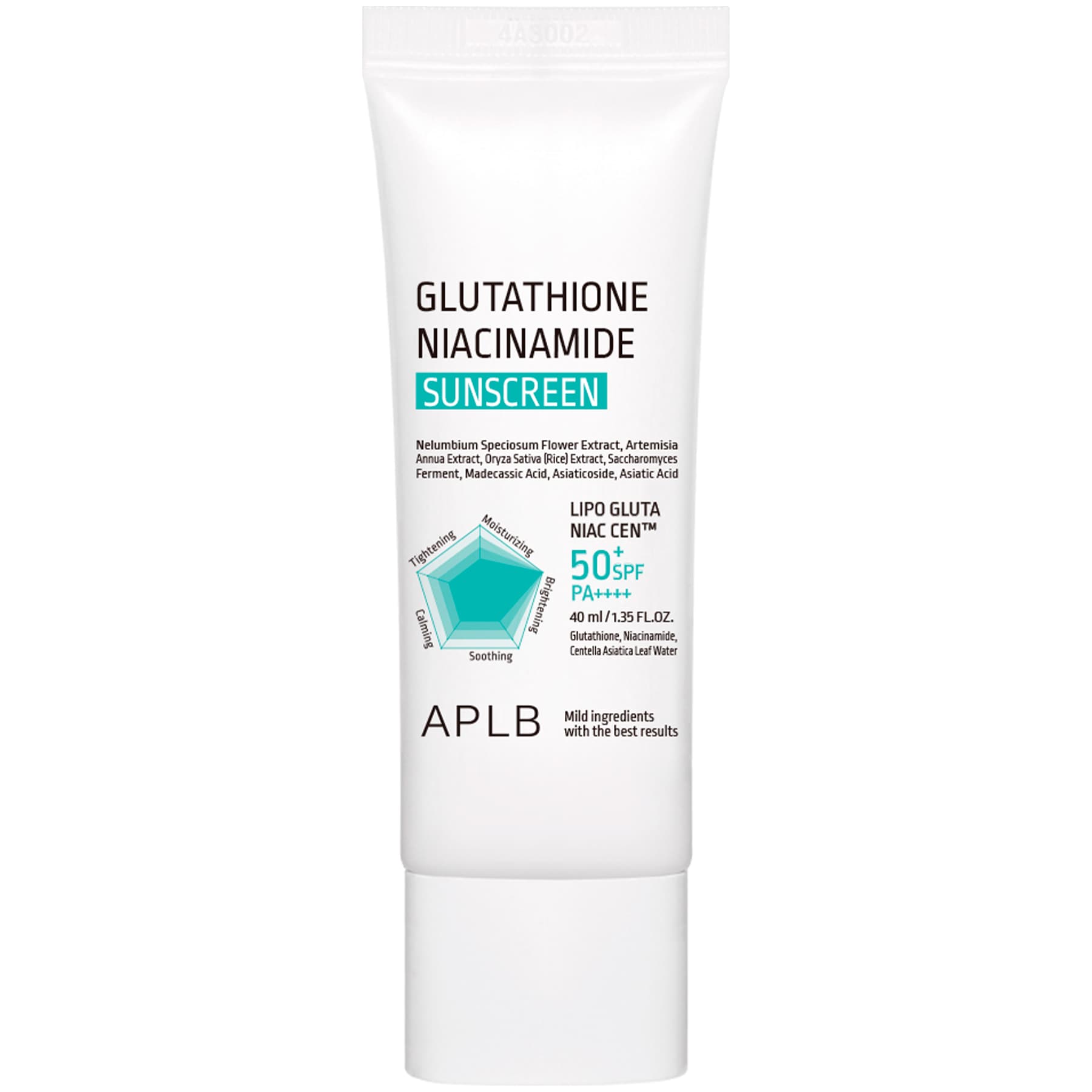 Сонцезахисний крем для обличчя з глутатіоном і ніацинамідом APLB Glutathione Niacinamide Sunscreen SPF50+ PA++++ 40 мл