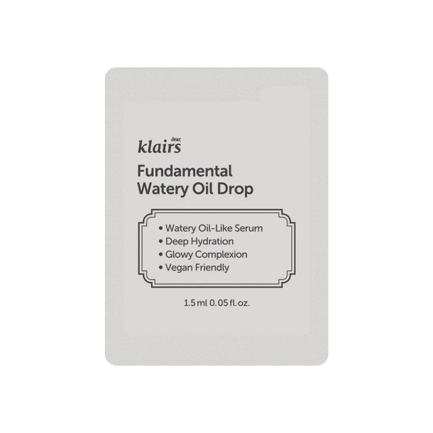 Легка олія для обличчя Dear Klairs Fundamental Watery Oil Drop 1,5 мл, Саше (Тестер)