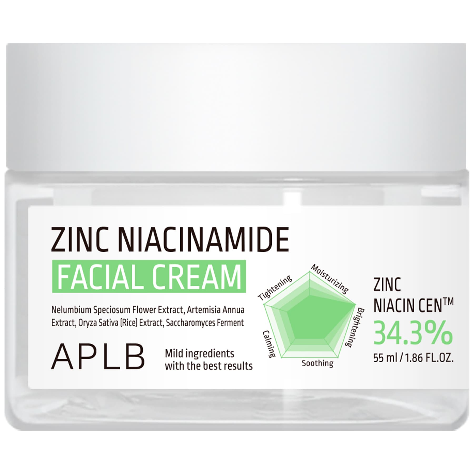 Крем для проблемної шкіри обличчя з цинком і ніацинамідом APLB Zinc Niacinamide Facial Cream 55 мл