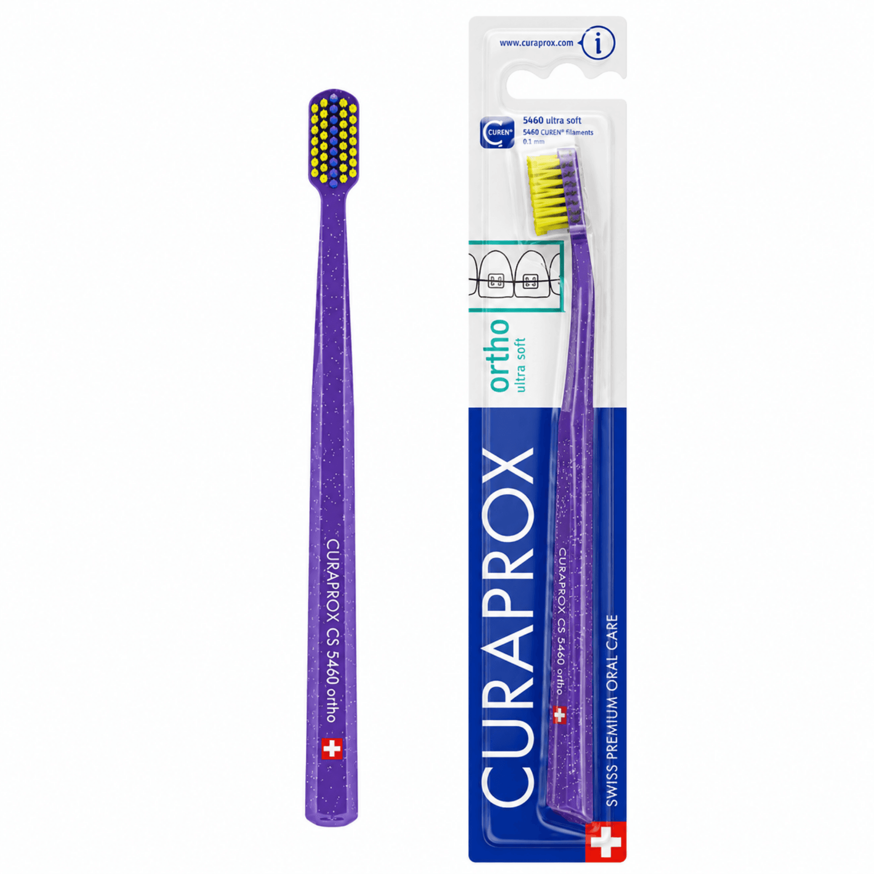 Зубна щітка ортодонтична Curaprox Ortho CS 5460 Ultra Soft Фіолетовий - салатовий