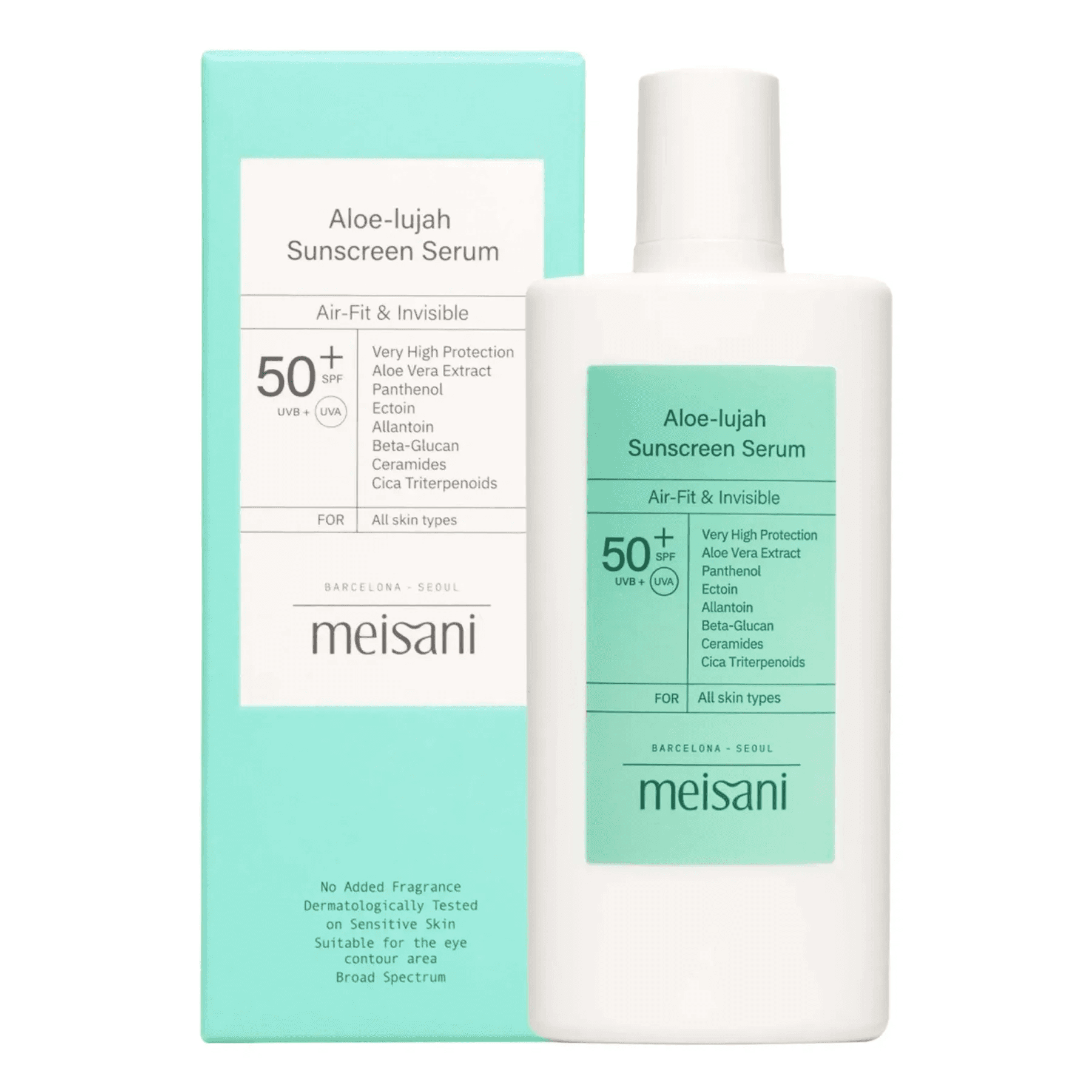 Сонцезахисна крем-сироватка для обличчя з алое Meisani Aloe Lujah Sunscreen Serum SPF50+ 50 мл