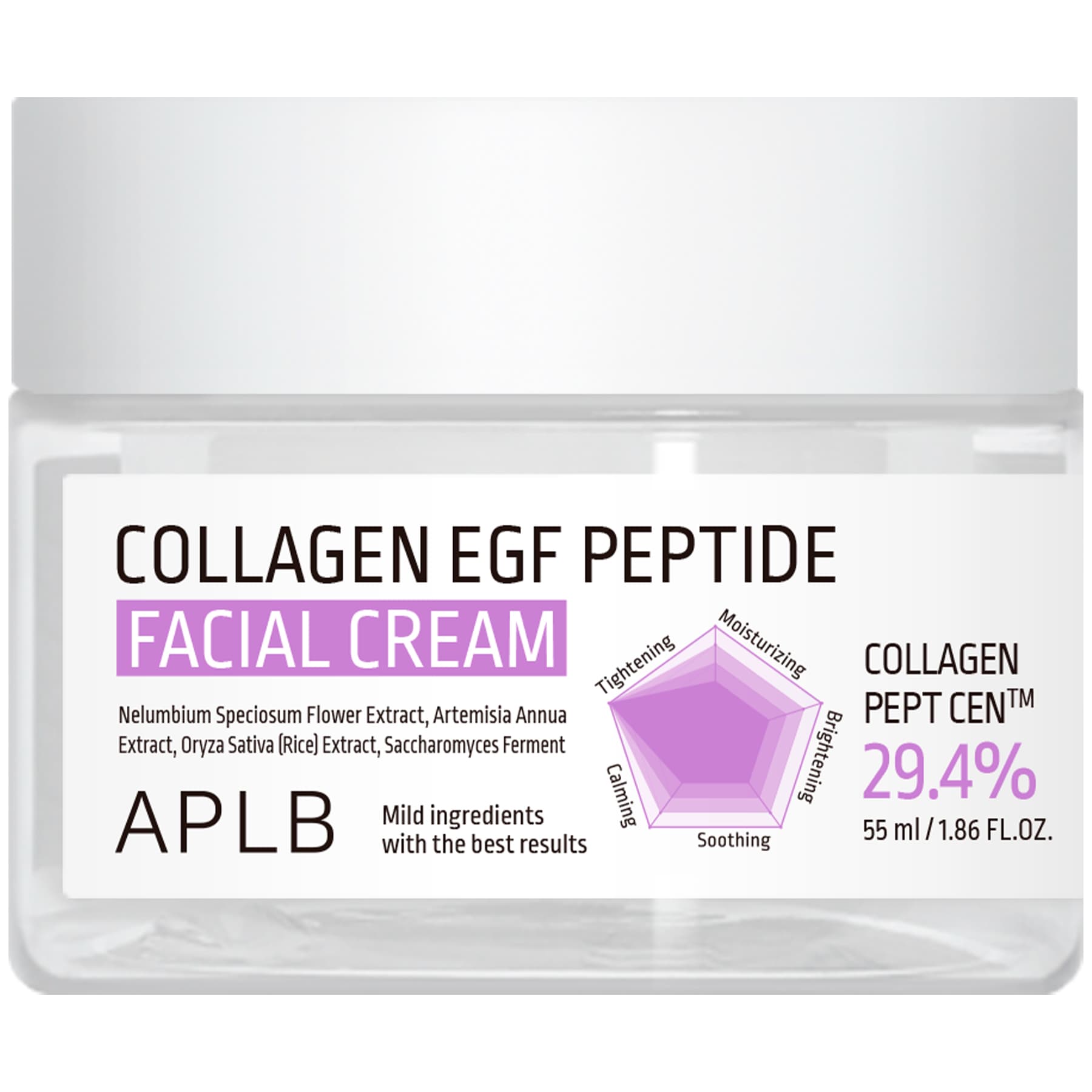 Крем для пружності та відновлення шкіри з колагеном, EGF та пептидами APLB Collagen EGF Peptide Facial Cream 55 мл
