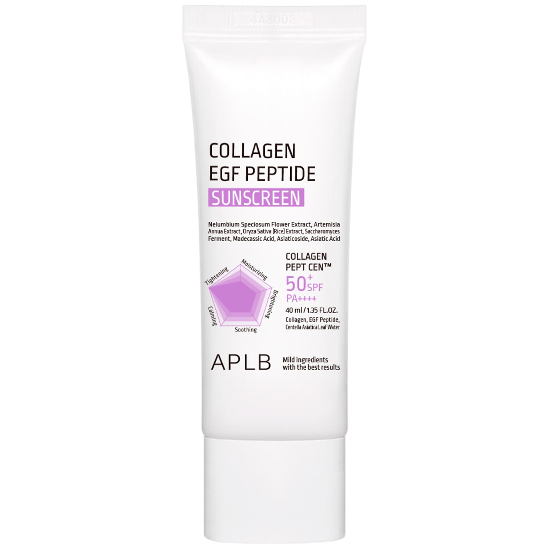 Сонцезахисний крем з колагеном, EGF та пептидами APLB Collagen EGF Peptide Sunscreen SPF50+ PA++++ 40 мл