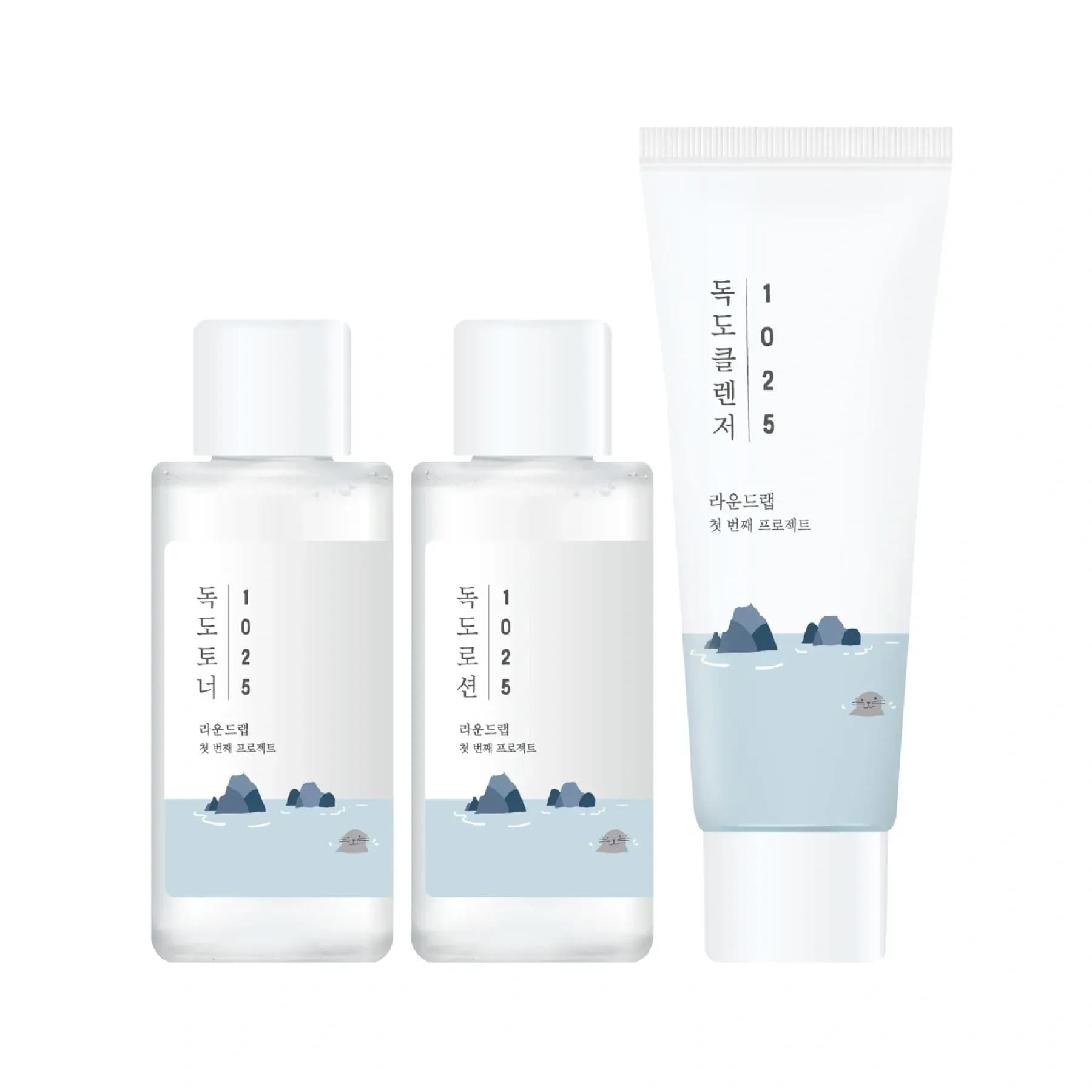 Набір мініатюр зволожувальних засобів ROUND LAB 1025 Dokdo On The Go Kit 3 в 1