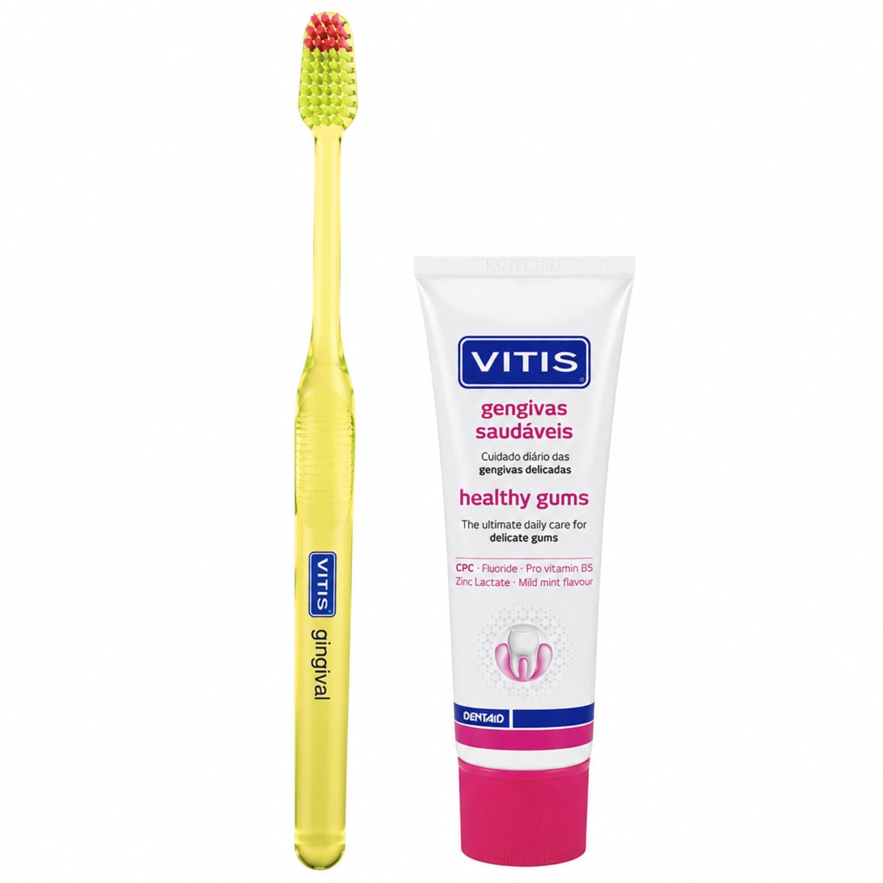 Набір для ротової порожнини зубна щітка VITIS GINGIVAL з пробником зубної пасти VITIS HEALTHY GUMS Dentaid 2 в 1