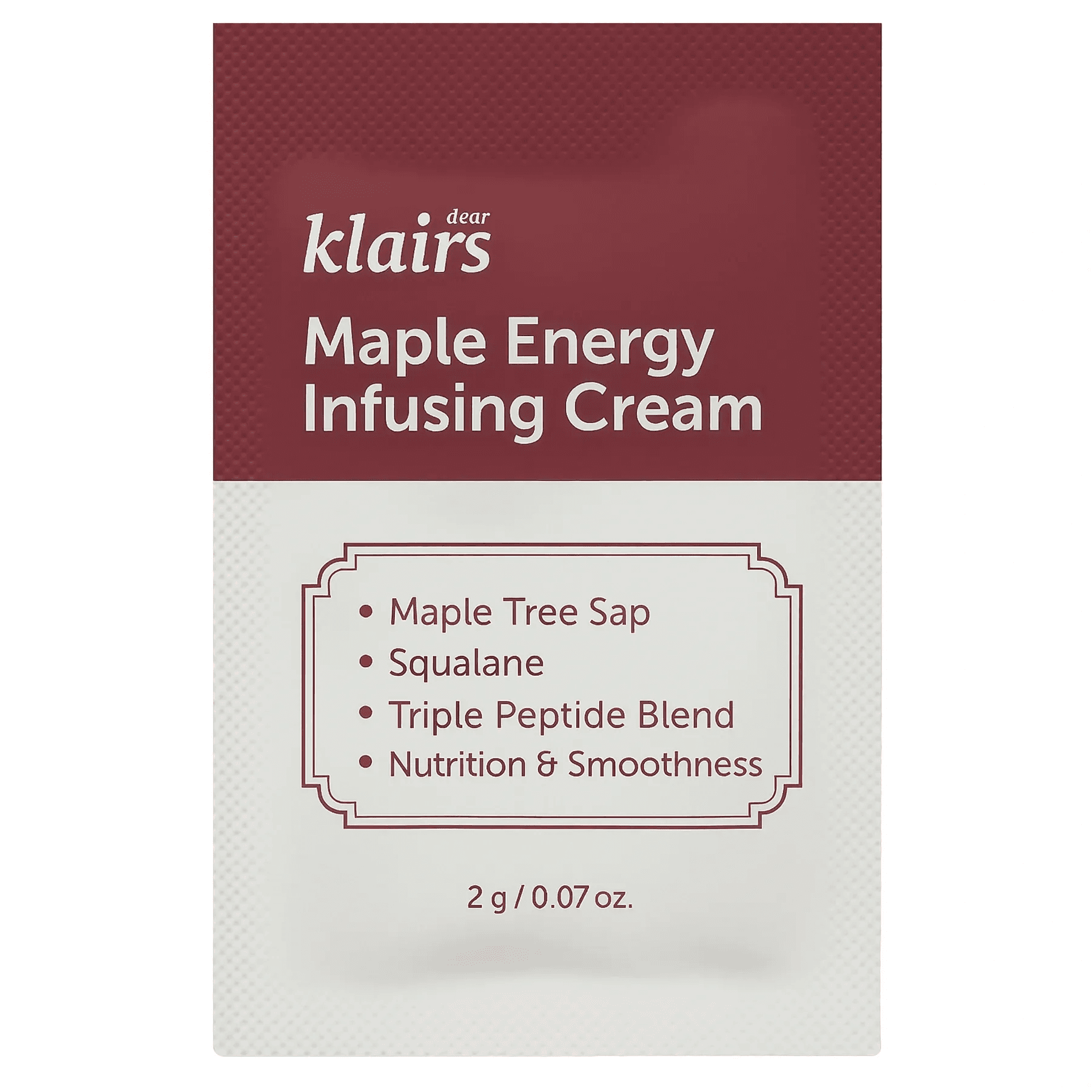 Живильний крем з соком клену Dear Klairs Maple Energy Infusing Cream 2 г, Саше (пробник)