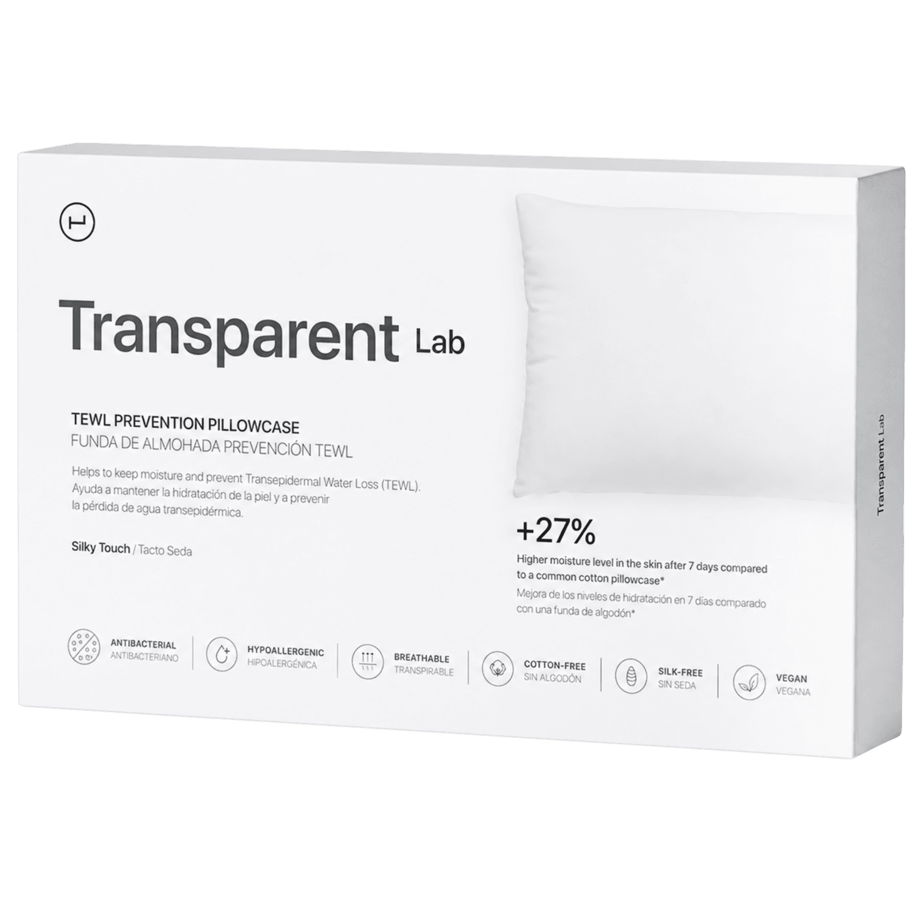 Наволочка із зволожувальними та антивіковими властивостями Transparent Lab Pillowcase King Size 50 × 90 Повнорозмірний, 50 x 90 см