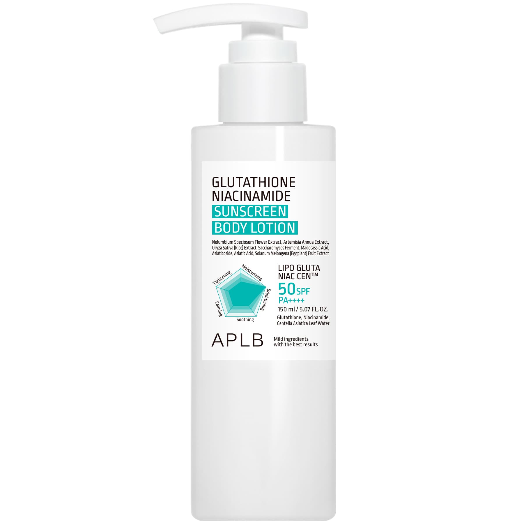 Сонцезахисний лосьйон для тіла з глутатіоном і ніацинамідом APLB Glutathione Niacinamide Sunscreen Body Lotion SPF50+ PA++++ 150 мл