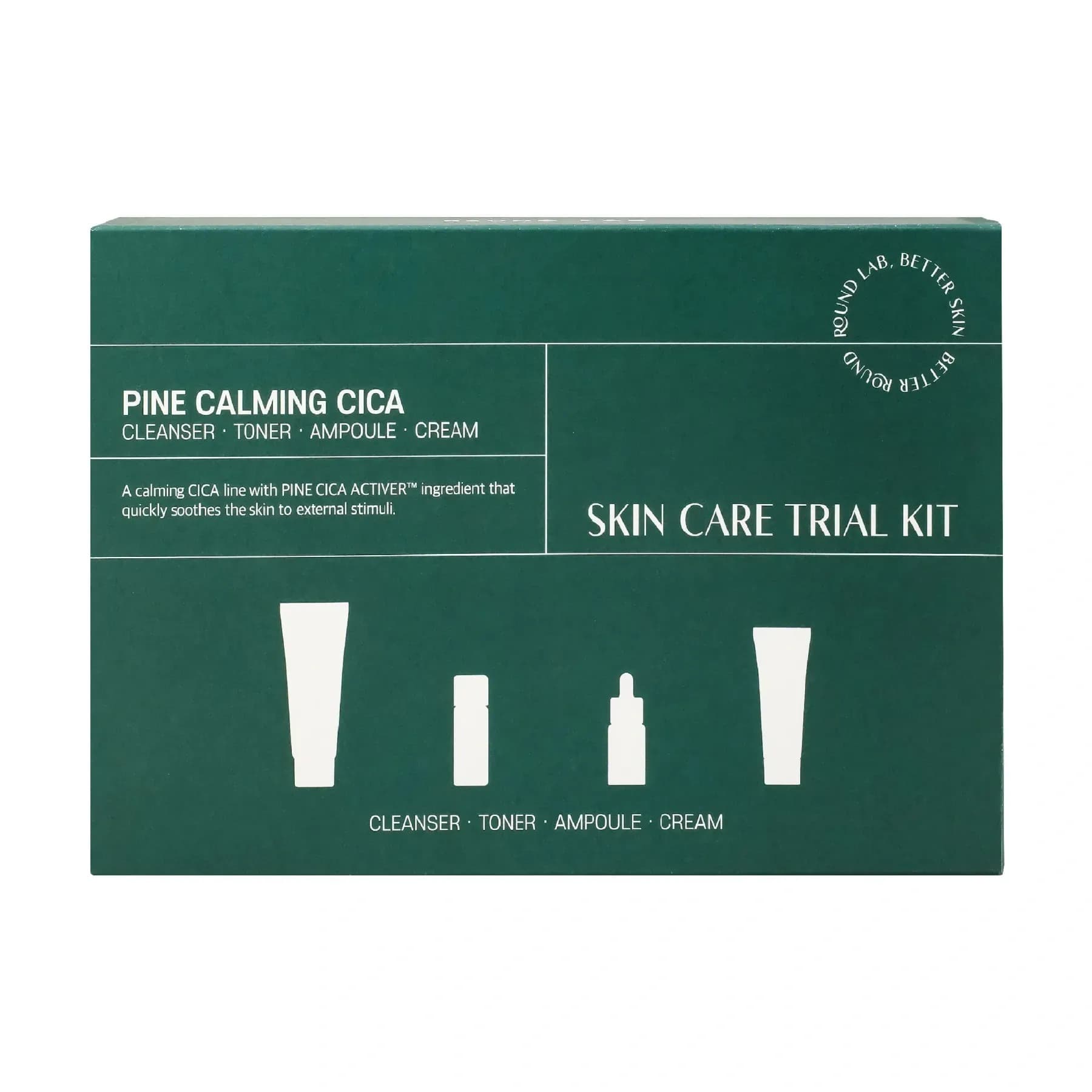 Набір мініверсій засобів з екстрактом голок сосни ROUND LAB Pine Calming Cica Trial Kit 4 в 1