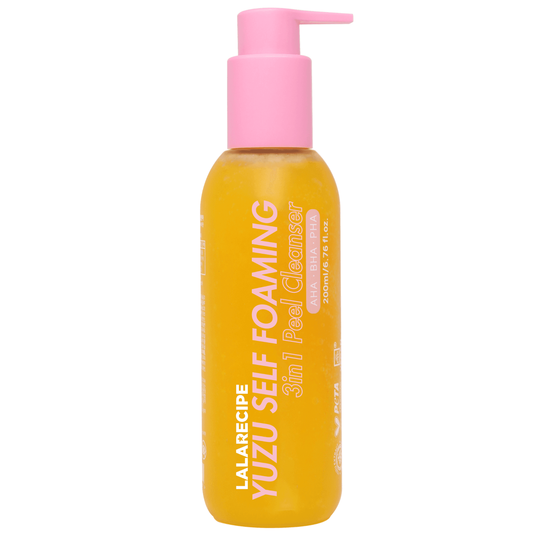 Освітлювальна пінка для вмивання з екстрактом юдзу 3 в 1 LALARECIPE Yuzu Vita C Self Foaming 3in1 Cleanser 200 мл
