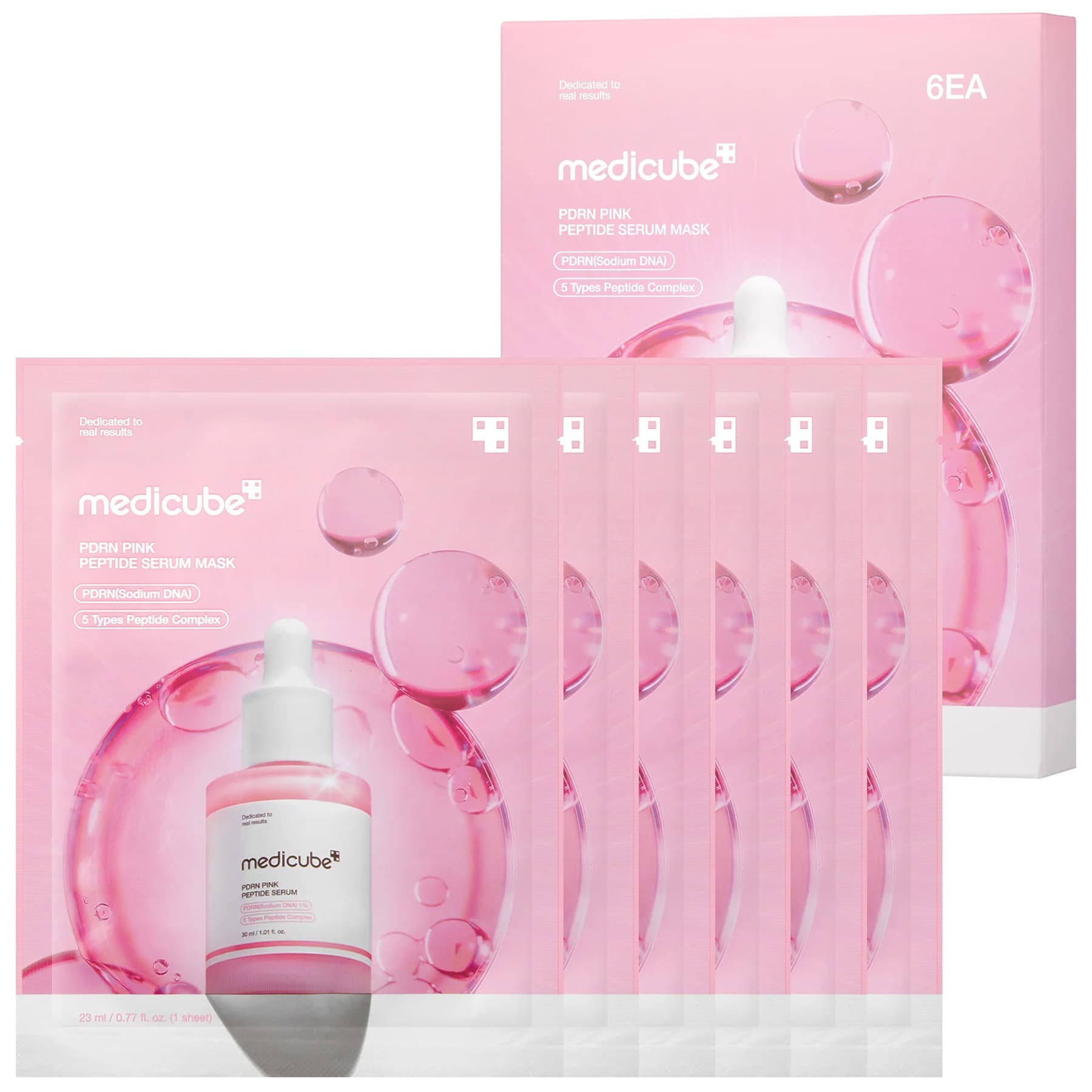 Тканинна маска для обличчя з PDRN та пептидами Medicube PDRN Pink Peptide Serum Mask 23 мл* 6 шт
