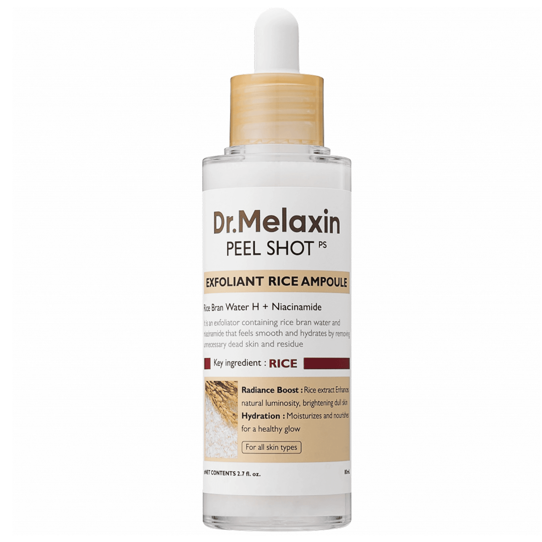 Відлущувальний пілінг для обличчя з рисовою водою Dr.Melaxin Peel Shot Exfoliating White Rice Ampoule (PROMOTION) 80 мл