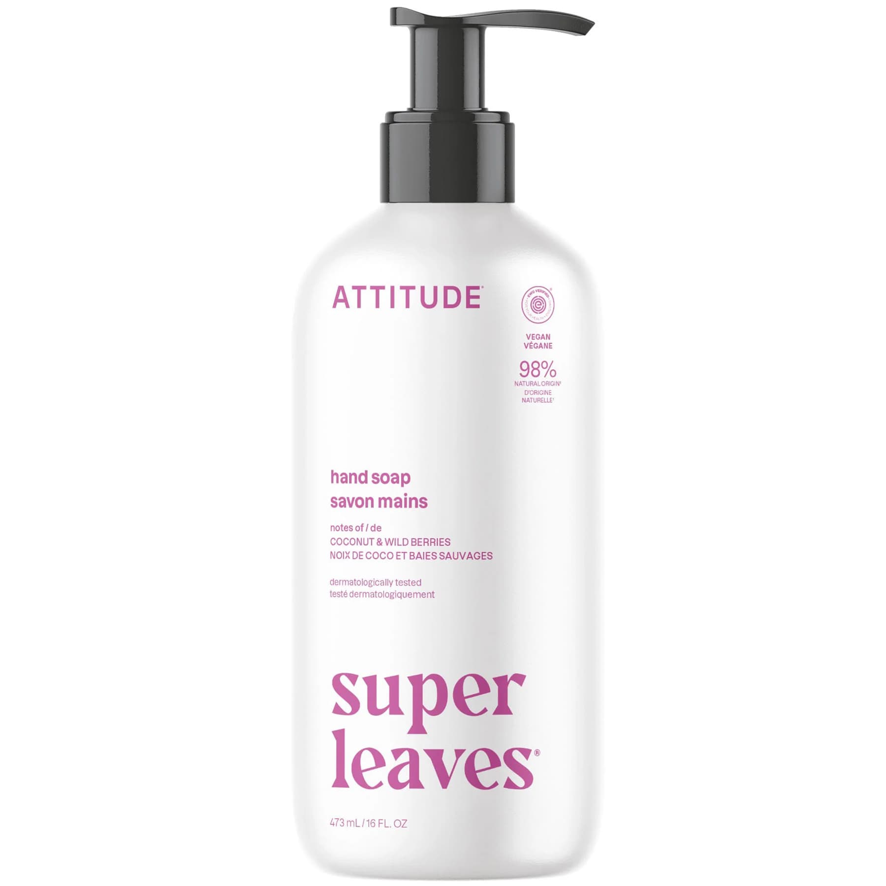 Рідке мило для рук "Кокос та лісові ягоди" Attitude Super leaves Coconut & Wild Berries 473 мл